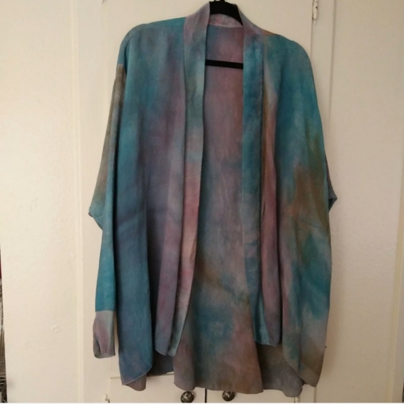 Art To Wear Silk Kimono Jacket Topper Dova Silk - Picture 7 of 7